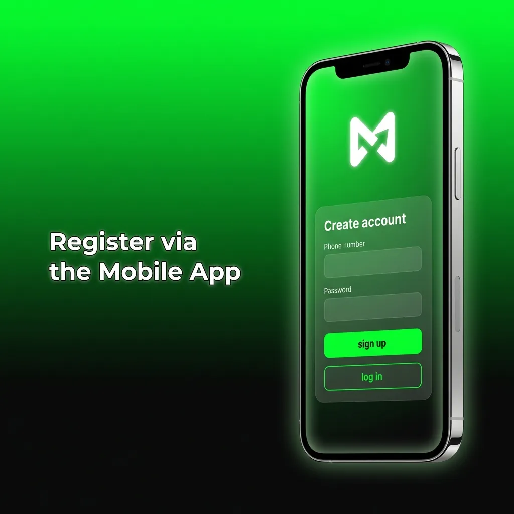 Mobile app registration screen showing signup options including phone, email, social media, and one-click methods